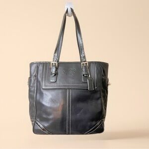 Coach Vintage Hampton Legacy F10412 Black Leather Tote Shoulder Bag